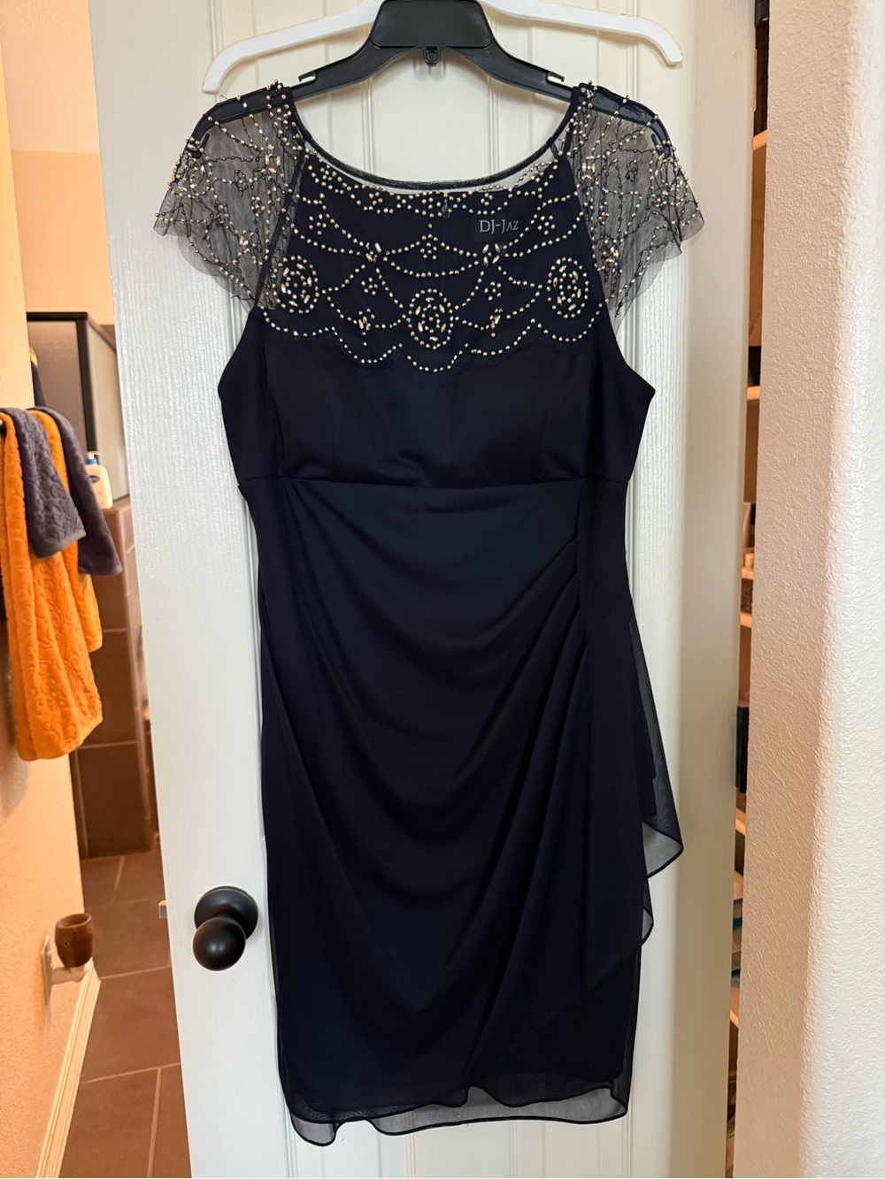 Navy Beaded Cocktail Dress